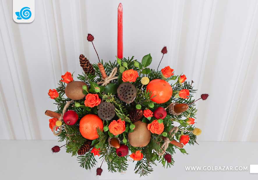 گل آرایی با شمع شب یلدا